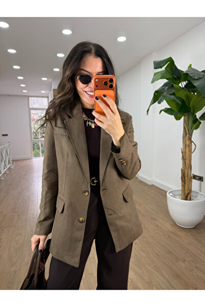 2she Two-Button Suede Jacket - Milk Coffee