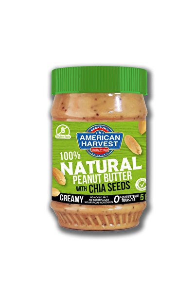 American Harvest 100% Natural Peanut Butter Creamy with Chia Seeds, 510 gm