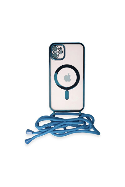 eco port غطاء حماية لجهاز ايفون 11 ديفو ليزر مزود بحزام ماجسيف - أزرق سييرا