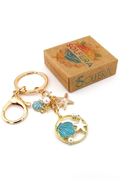 Solfera Μπρελόκ με καλοκαιρινό θέμα την παραλία με μπλε κοχύλια και θαλάσσια ...