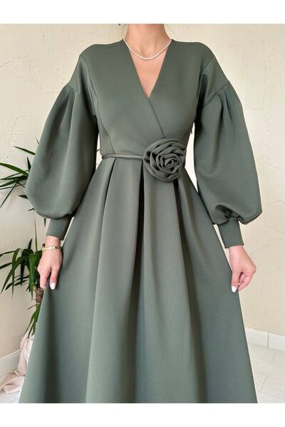 Ekim Store Διπλόπλευρο φόρεμα με τριαντάφυλλα και φύλλωμα στη μέση