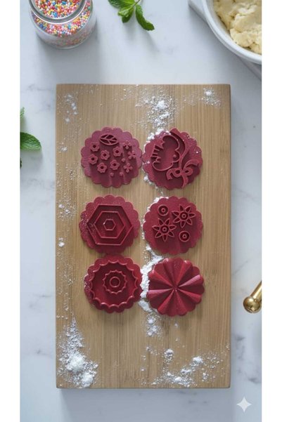 Markasız ucuz Babura 7-Piece Flower and Geometric Pattern Cookie Mold Set - Dough Shaper