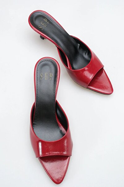 sermoda Women's Heeled Slippers - 5 cm Thin Heeled Pointed Toe Women's Slippe...