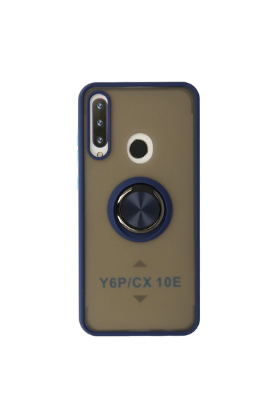 eco port غطاء حماية سيليكون لهاتف هواوي Y6p مع حلقة مونتريال - أزرق داكن