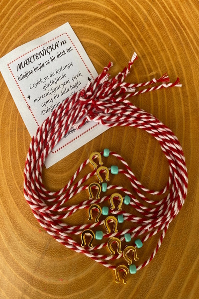 Shepidi 10-Piece Gold Bead, Blue Bead Marteniçka Lucky Bracelet