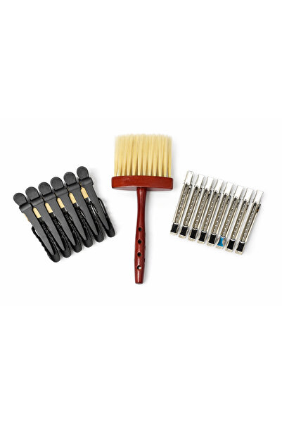 OEM Professional barber set - hair sectioning clips and barber brush with woo...