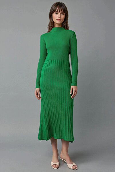 Hiccup My Fashion Ribbed Half Turtleneck Bodycon Knit Dress
