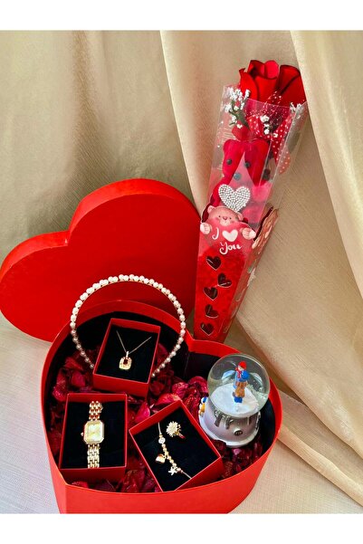 D&Z ACCESSORİES Sevgililer Günü Kırmızı Kalpli Hediye Kutusu | Kırmızı Peluş ...