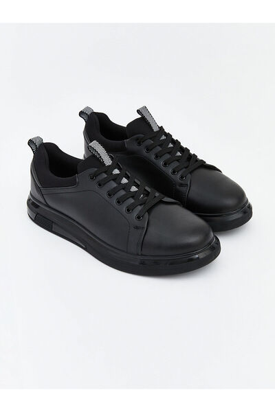 LC Waikiki Lcw Steps Black Leather Look Men's Sports Shoes
