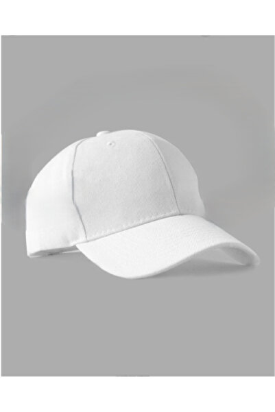 ALCİNOUS قبعة رياضية بيضاء سادة للجنسين مع شريط فيلكرو قابل للتعديل من الخلف