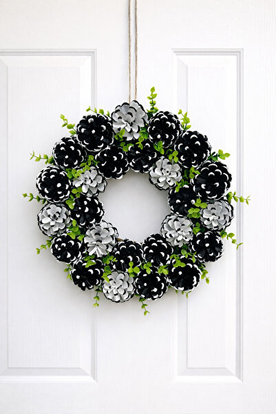 AŞIRCA Kozalak kapı süsü/masa süsü/duvar süsü taraftar renkler(beşiktaş)