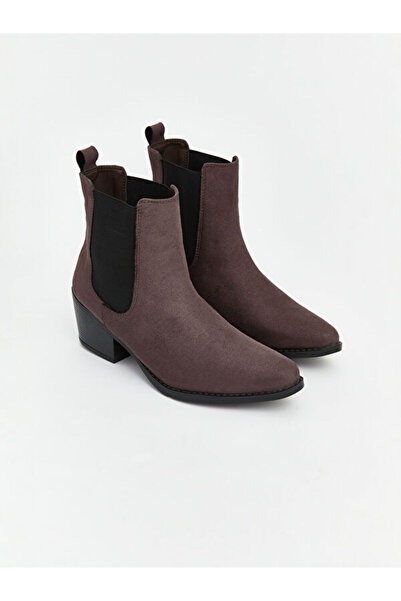 LC Waikiki Sparkling Choices Suede Look Women's Heeled Boots from Shining Store