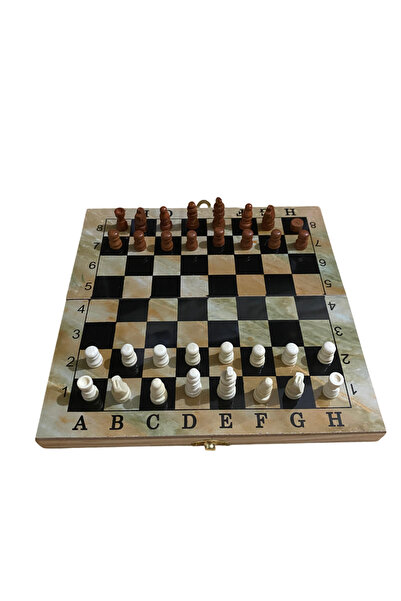 PS Drop Ahşap Satranç ve Tavla Takımı Mini/Seyahat Boy 12x24 cm