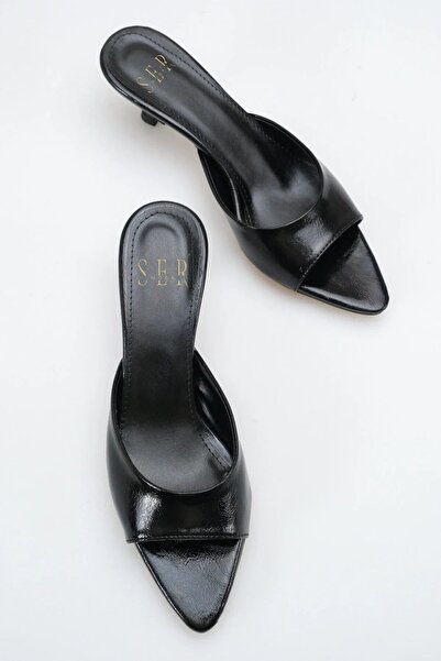 sermoda Women's Heeled Slippers - 5 cm Thin Heeled Pointed Toe Women's Slippe...