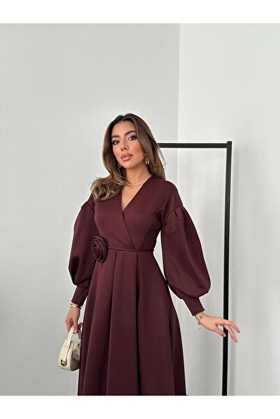 Ekim Store Double-Breasted Rose Belted Flounce Dress