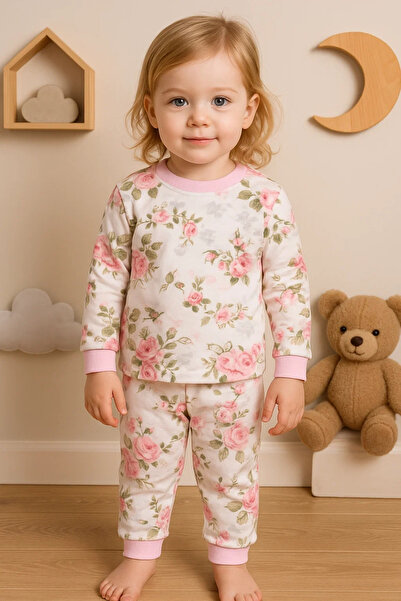 Beruflic Large Floral Print Baby Girl Tracksuit Set 100% Cotton