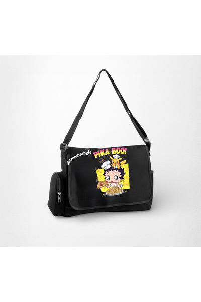 DEEFWEAR Black Chef Pika-Boo Printed School, Course, Classroom Messenger Bag-...