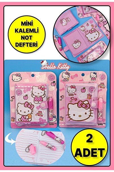 Saatistan Kawaii Anime Sanrio Hello Kitty Figürlü Kalemli Notluk ve Not Defte...
