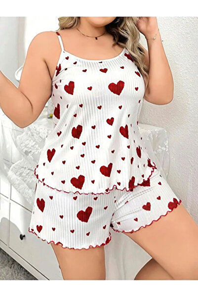 Bleu Petite طقم بيجامة أبيض منقوش بمقاس كبير مع شورت