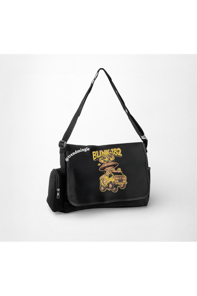 DEEFWEAR Black Blınk-82 Logo Printed School, Course, School Postman Bag-Trend...