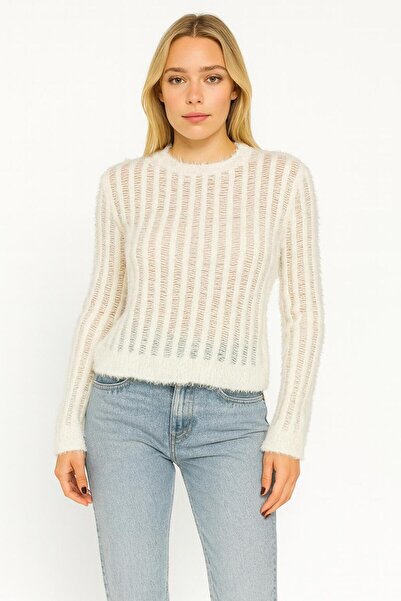 SUGULL Bisiklet Yaka Delikli Yumuşak Dokulu Triko Kazak