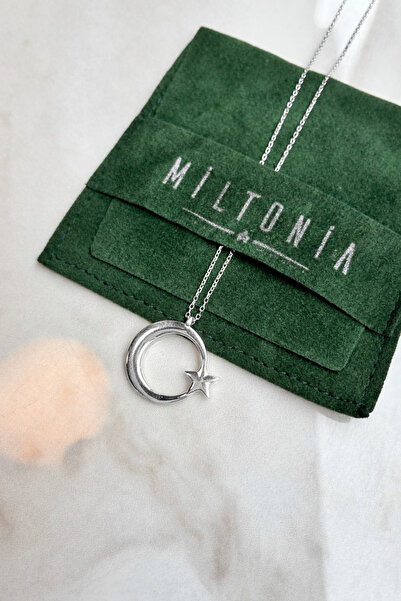 Miltonia Ay Yıldız Türk Bayrağı 925s Gümüş Kolye