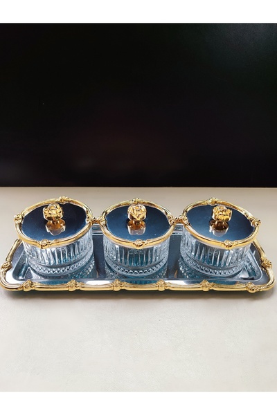 FTH DİZAYN Butterfly Collection 3-Piece Snack Set with Sauce Bowl, Stylish De...