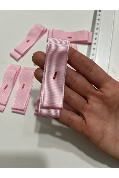 partici dükkanı Two Layers Grogen Ready-Made Ribbon - Pink Color-8X2Cm - 8Pcs