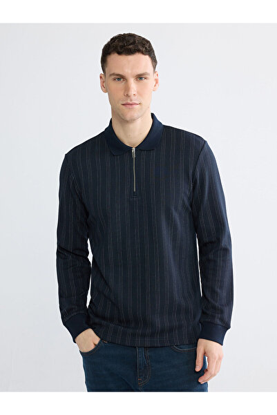 LC Waikiki Özmarka New Season Polo Neck Striped Men's Sweatshirt