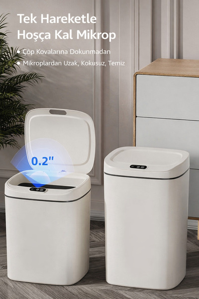 ADEFCO Sensörlü Çöp Kovası 16L Otomatik Kapak Temassız