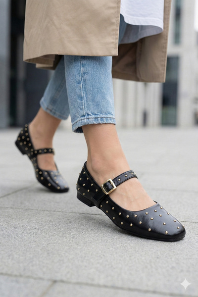 StWenn Patent Leather Mary Jane Ballet Flats Stylish Buckle Orthopedic Sole C...