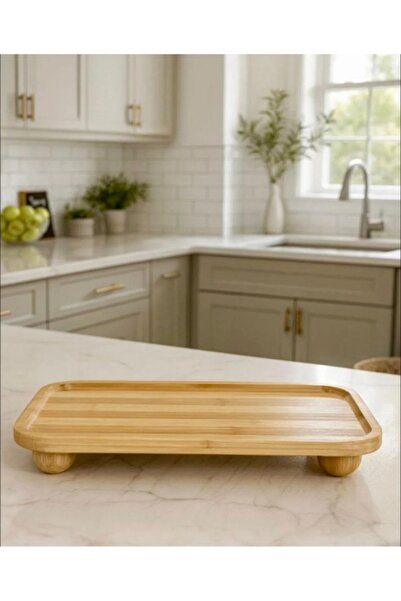 HİROS'H Bambu Dikdörtgen Top Ayaklı Sunum Standı