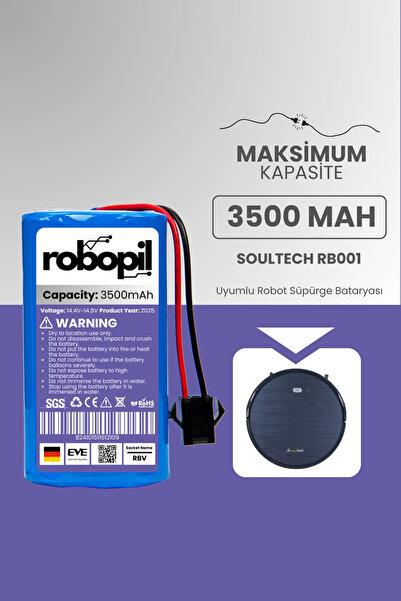 ROBOPİL Soultech RB001 Uyumlu Batarya (Maksimum Kapasite) 3500mah Pil Robot S...