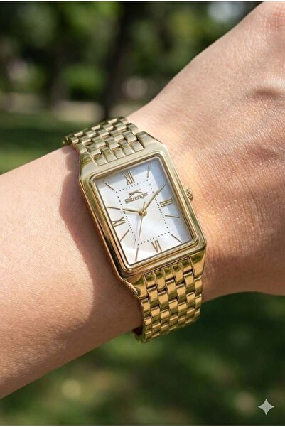 Slazenger Gold Color Women's Wristwatch |   22mm Gold Case, Steel Band, Miner...