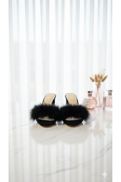 DARUGA Women's Thick Heeled Furry Very Stylish Comfortable Bridal Dowry Slippers