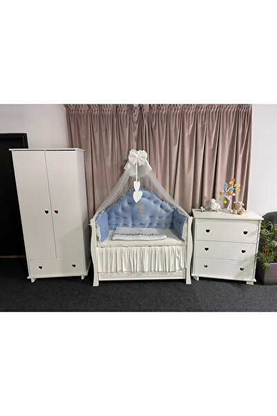 PeppiBambini Personalized 11-piece cot linen REGAL Blue -