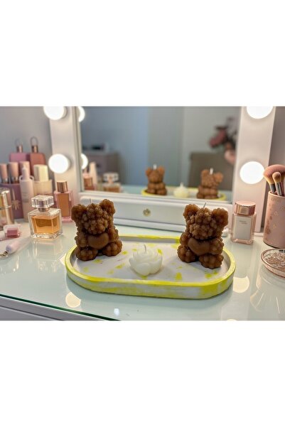 afezba Hediyelik Dekoratif Şık Boyalı Beton Tepsi Üzerinde 2 Büyük Ayıcık Ve ...