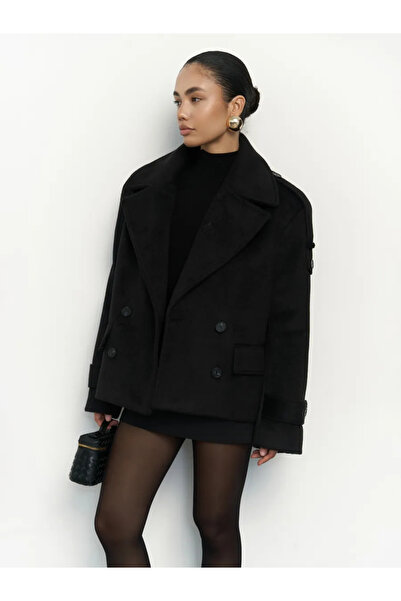 eybetsa Women's Double-Breasted Jacket with Flap Pockets, Collar, Sleeve and ...