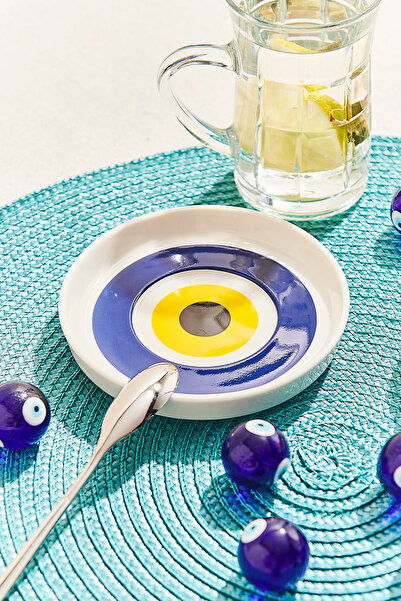 Paşabahçe Turkuaz Nazar Porselen Çay Tabağı