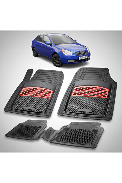 TEAMCAR Covorașe auto din cauciuc tip tavă Hyundai Accent III (2006-2010) - Roșu