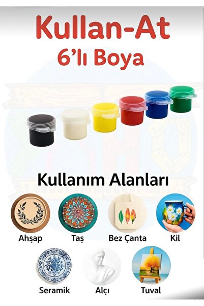 LİSYANTUS HOME Akrilik Boya Seti 6’lı Etkinlik Çocuk Canlı Renkler Elişi Sanat