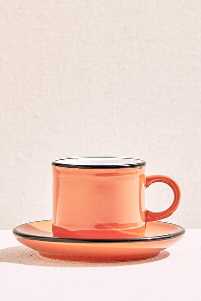 Paşabahçe Electrum Turuncu / Bej Seramik Espresso Fincanı