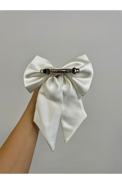 D&GSEWİNGSHOP White Satin Ribbon / Bow Clasp