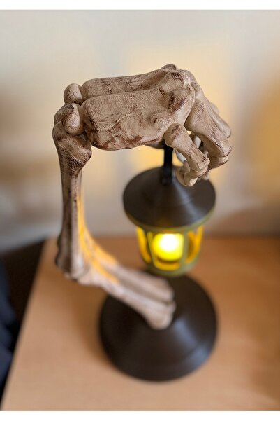 booem3d 3D Baskı İskelet El Fenerli Dekoratif Masa Lambası – Gotik Tasarım, S...