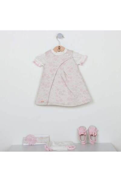 Generic طقم فستان ميني جنتل (فستان، حذاء، وردة شعر، شرابات) - 4 قطع - من 3-12...