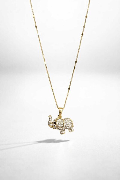 XUPING JEWELRY Xuping Fil Kolye 14K Altın Rengi Taşlı Şans Kolyesi Minimal Za...