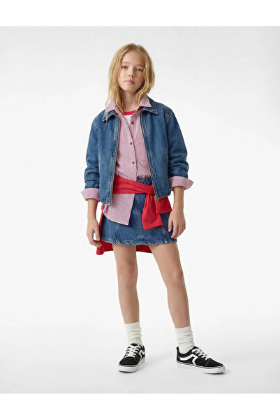 Koton Τζιν μπουφάν με μακρυμάνικο βαμβακερό φερμουάρ και τσέπες