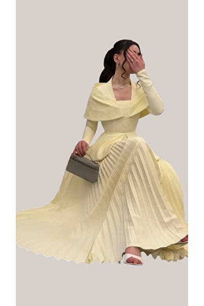 BATRINA STYLE Soft lemon-colored evening dress, Barbie fabric - lace -