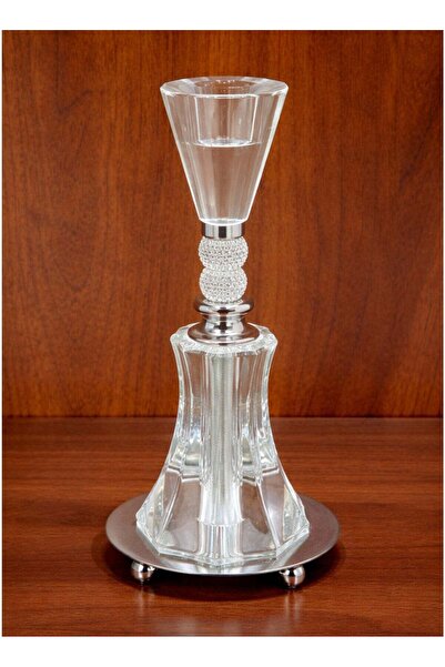 ALQANNAS Elegant Silver Steel Candle Holder with Crystal Glass, Luxury Decora...