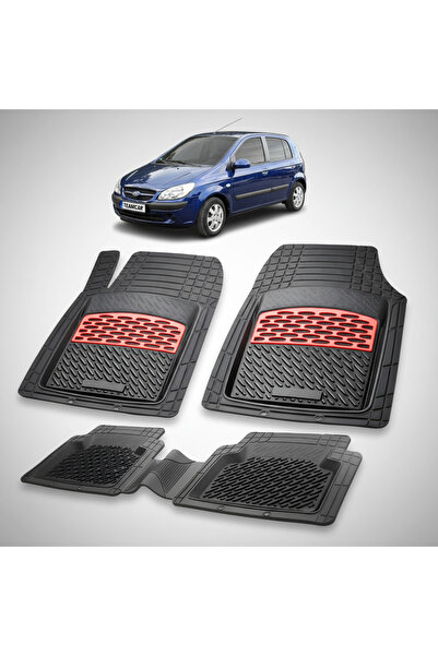 TEAMCAR Ελαστικά πατάκια αυτοκινήτου συμβατά με Hyundai Getz 2002-2011 - Κόκκινα